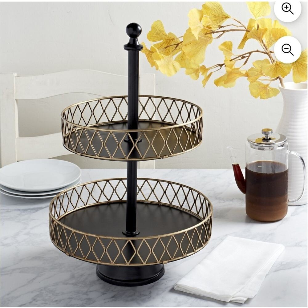Tabletops Gallery 12"x12"x19" Future Lux Two Tier Stand - Black
